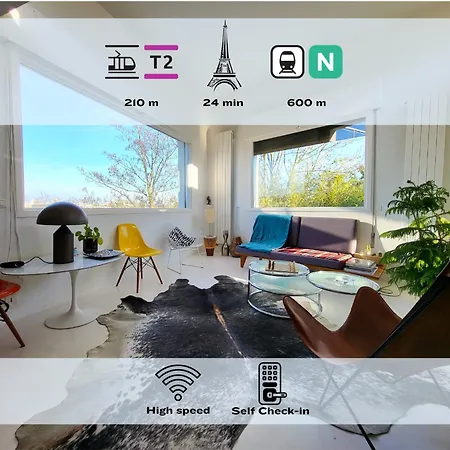 360 : Superbe Maison, Rooftop, Vue Tour Eiffel, T2 Apartment *